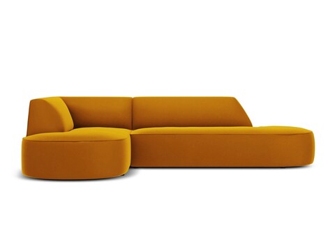 Coltar stanga 4 locuri, Ruby, Micadoni Home, BL, forma rotunjita, fara cotiera, 273x180x69 cm, catifea, galben