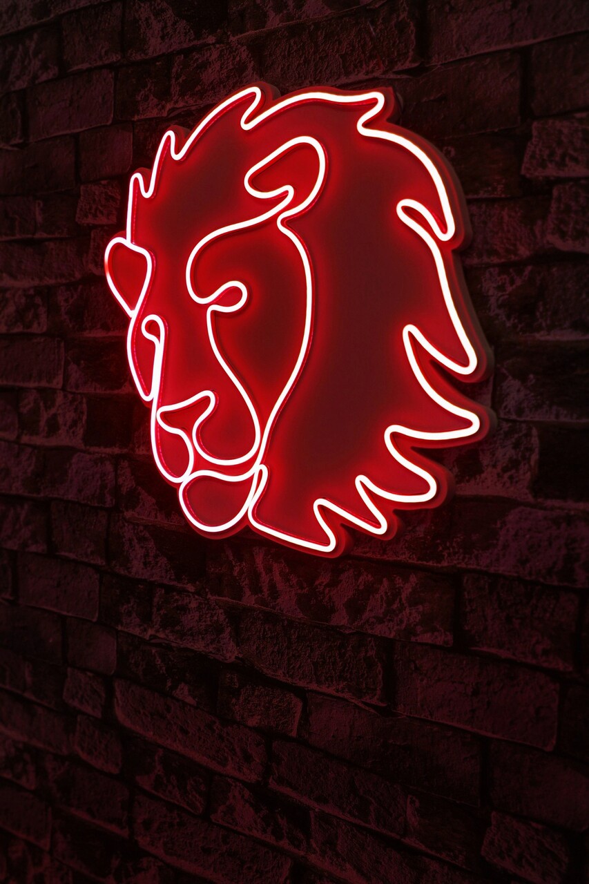 Decoratiune luminoasa LED, Lion, Benzi flexibile de neon, DC 12 V, Rosu