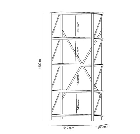 Biblioteca Vega, Ametti, 64.2 x 30 x 150 cm, negru