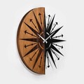 Ceas de perete, Wooden Clock, Lemn/metal, ø56 cm, Nuc / Negru