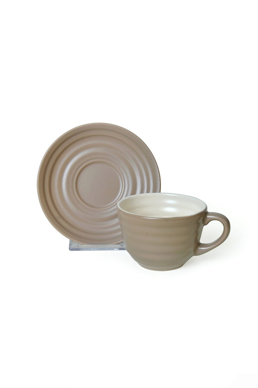 Set pentru ceai, Keramika, 275KRM2219, 100% CERAMICA / , Nu absoarbe apa, Taupe Mat - 2 | YEO