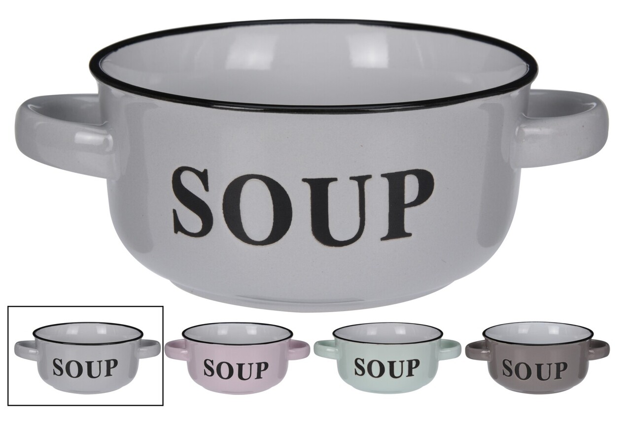 Bol Soup v1, Excellent Houseware, 18x13x6.5 cm, 490 ml, ceramica, alb