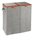 Cos pentru rufe, Wenko, Duo Felt Orange, 2 compartimente, 82 L, poliester/polipropilena, gri/portocaliu