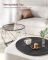 Set 2 masute de cafea Vasagle Geometric Round, Ø50 x 40 cm, PAL/otel, negru