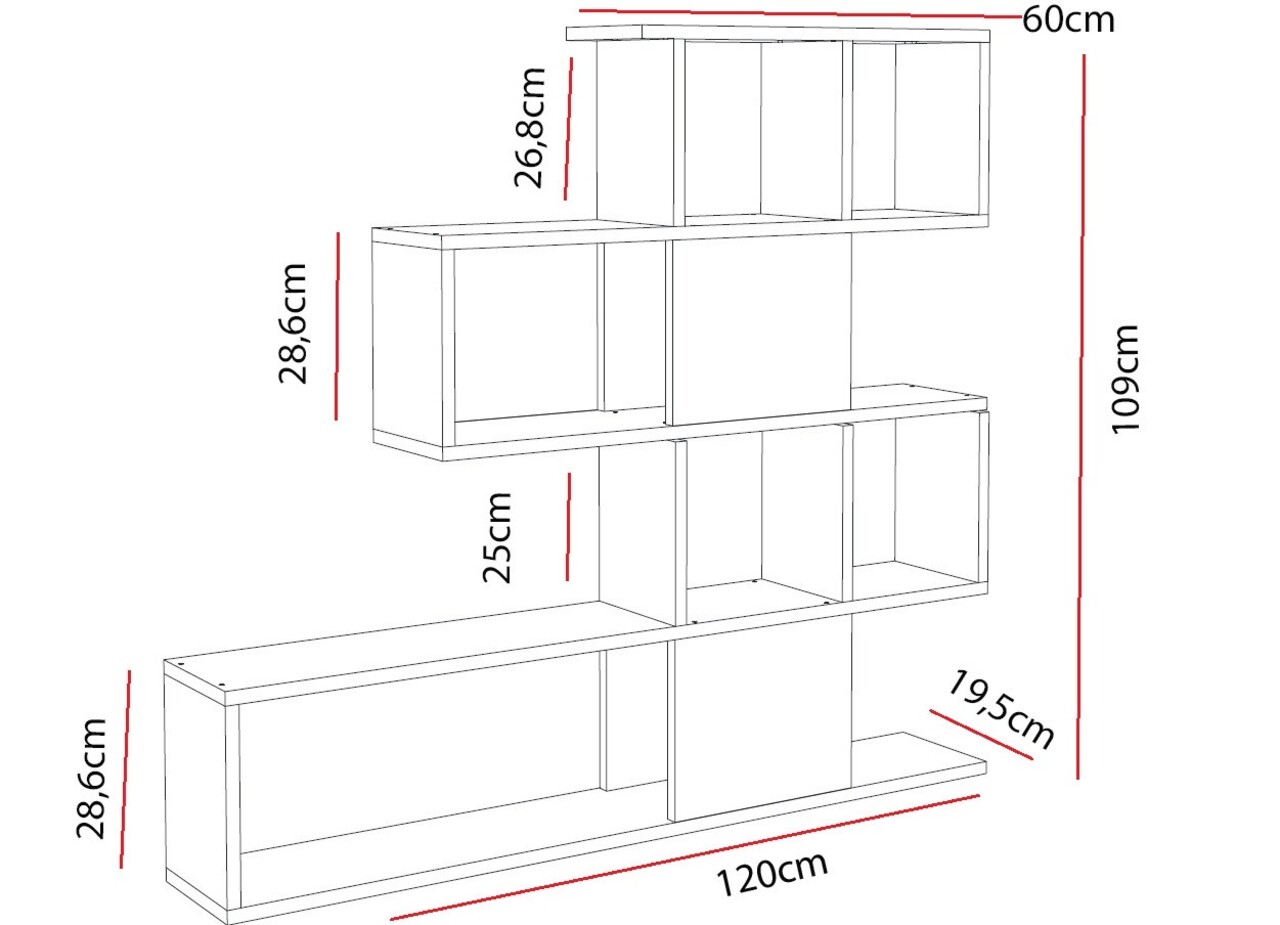 Biblioteca Karlin, Moblert, 120x19.5x109 cm, alb/maro - 2 | YEO