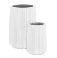 Set ghivece pentru exterior 2 piese Halong Cylinder, Bizzotto, Ø45 x 66 cm, fibra de ciment si argila, alb