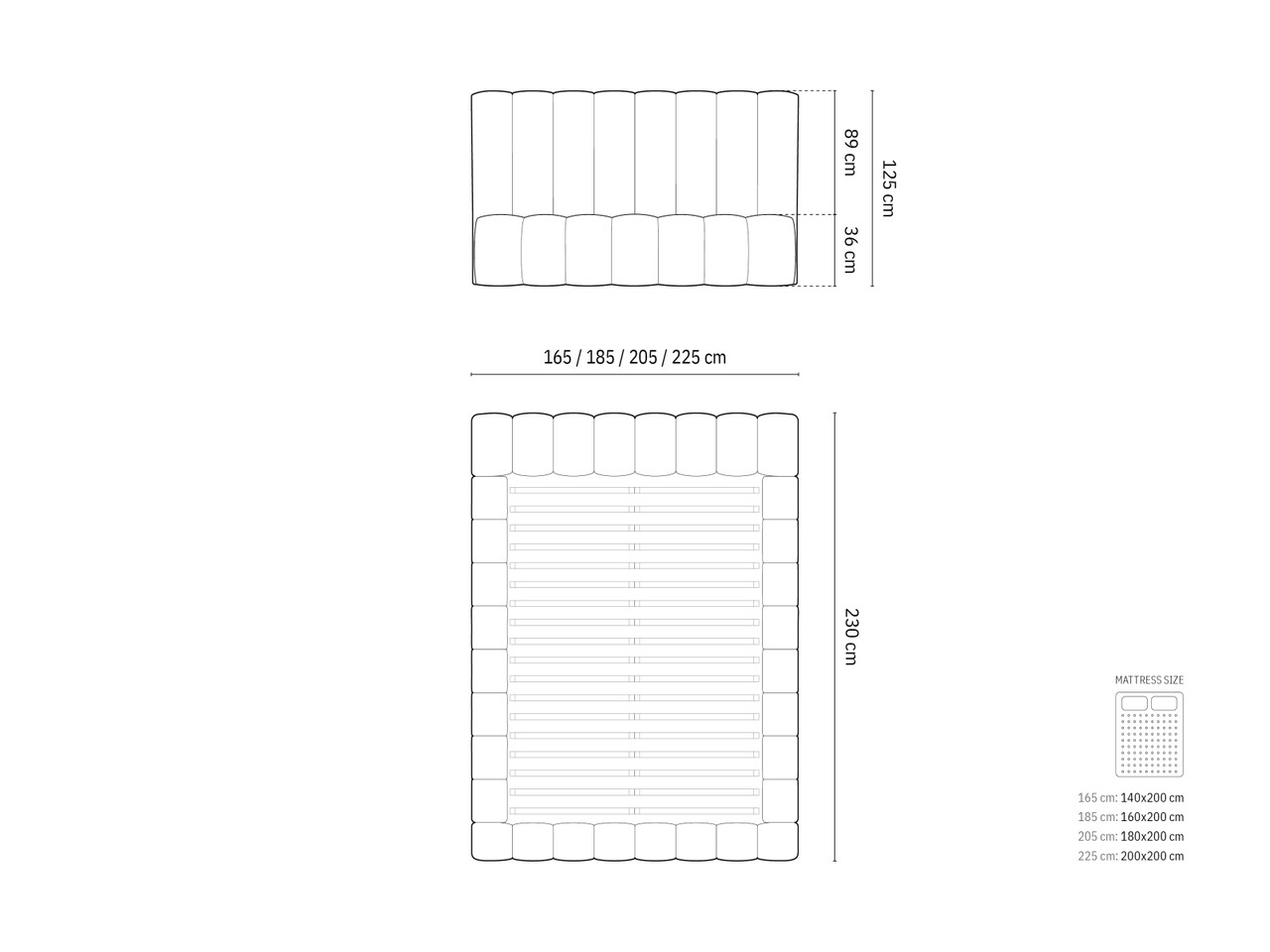 Pat tapitat cu somiera rabatabila si lada depozitare, 140x200 cm, Micadoni Home, Kelp-138, tesatura structurata chenille, gri deschis