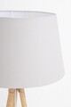 Lampadar Wallas, Bizzotto, D52x152 cm, 1 x E27, 40W, lemn de stejar/terilena/bumbac, gri