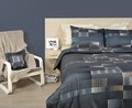 Lenjerie de pat dubla, Eponj Home, Trace Anthracite, 4 piese, amestec bumbac, antracit