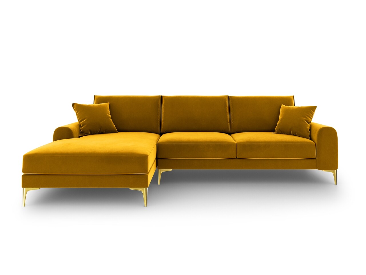 Coltar stanga, Madara, Mazzini Sofas, 5 locuri, gold legs, 254x182x90 cm, catifea, galben - 1 | YEO