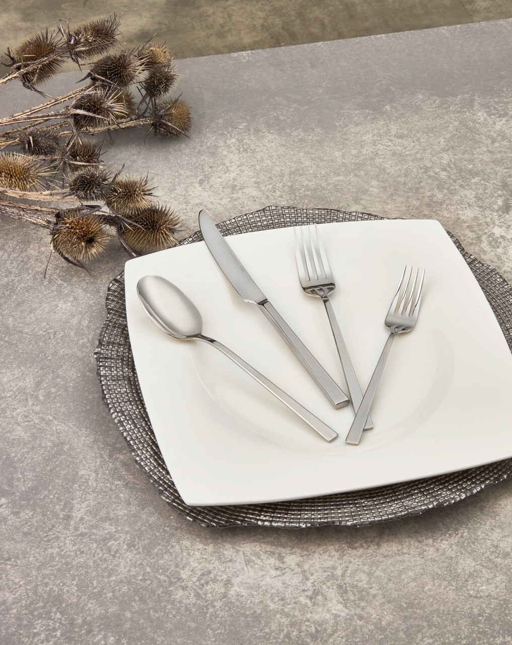 Set tacamuri, Karaca, 216KRC1271, 100% OTEL INOX / , Lingura de masa: 20 x 4,5 cm (6 bucati), Argintiu