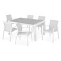 Set mobilier gradina/terasa Encore/Baria, 7 piese, 160/210x95x74 cm/56.5x62x86 cm, aluminiu, alb/gri