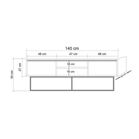 Comoda TV Rodez, Sapphire, 140x40x50 cm, maro/negru