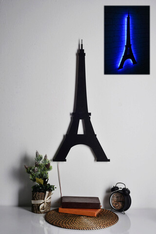 Decoratiune luminoasa LED, Eiffel Tower, MDF, 60 LED-uri, Albastru