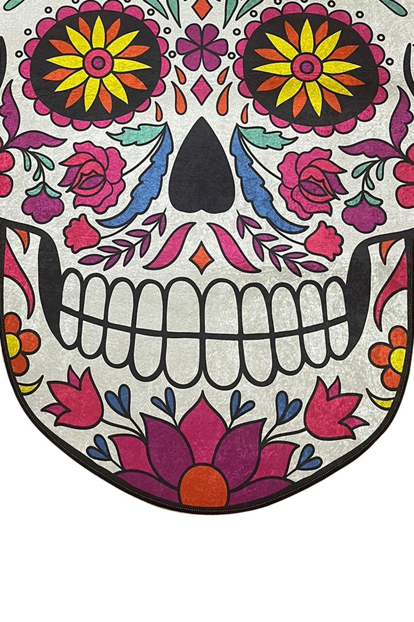 Covoras de baie, Chilai Home, Skull Djt (100 x 150), 100x150 cm, Poliester, Multicolor - 2 | YEO