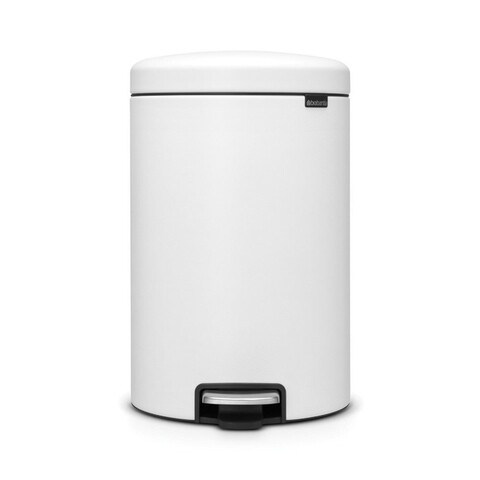 Cos de gunoi cu pedala, Brabantia, Icon Mineral Ethernal White, 20 L, inox, alb