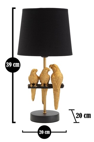 Lampa de masa Parrots, Mauro Ferretti, 1 x E27, 40W, Ø 20x39 cm, negru/auriu