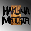 Decoratiune de perete, Hakuna Matata 5, Lemn/metal, Dimensiune: 77 x 3 x 58, Negru / Nuc deschis