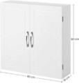 Dulap pentru baie / cabinet de perete Vasagle, 60x18x60 cm, max. 10 kg, MDF, alb mat