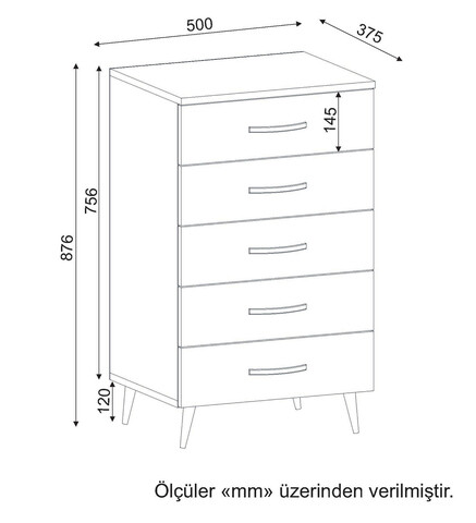 Noptiera, Furny Home, Cemre 5Ç, 50x87.6x37.5 cm, Alb