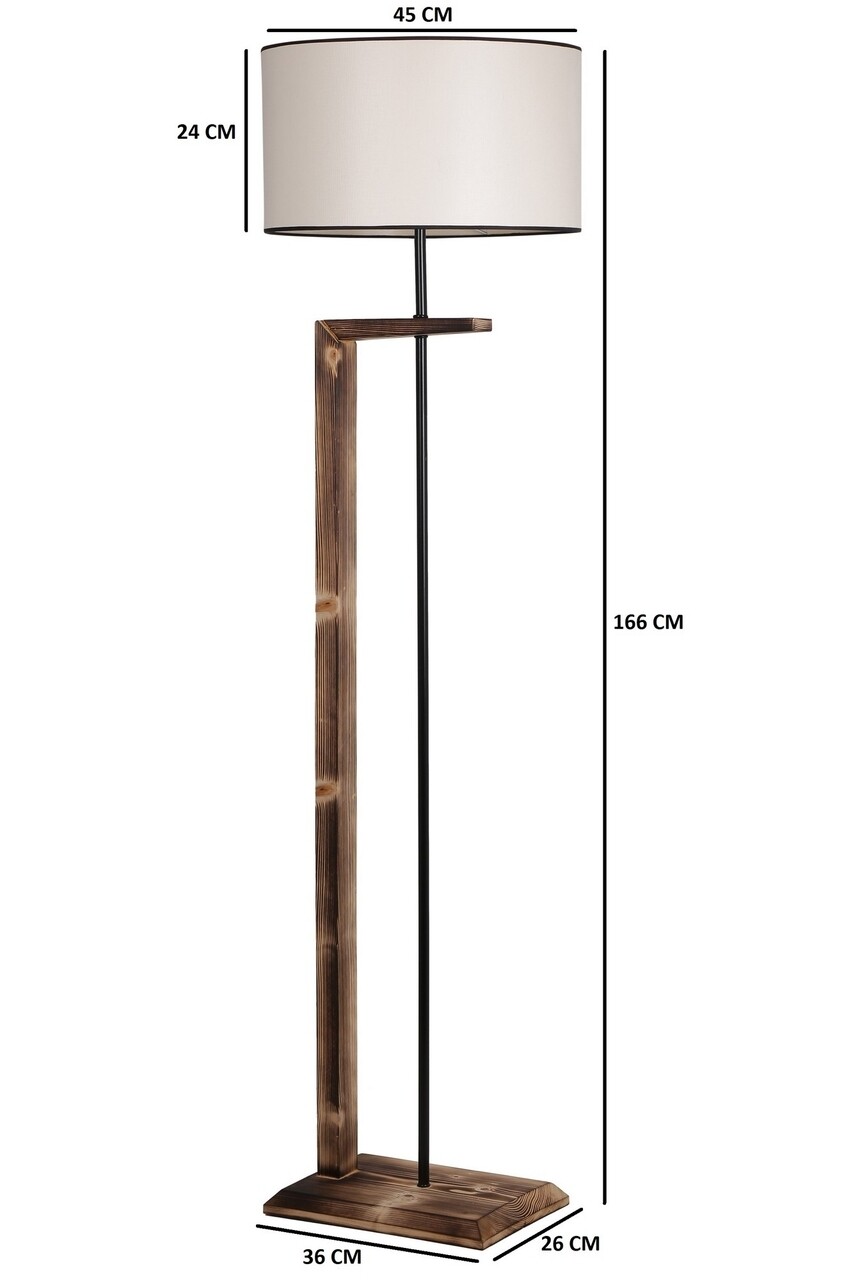 Lampadar, Luin, 8277-4, E27, 60 W, metal/lemn/textil - 2 | YEO