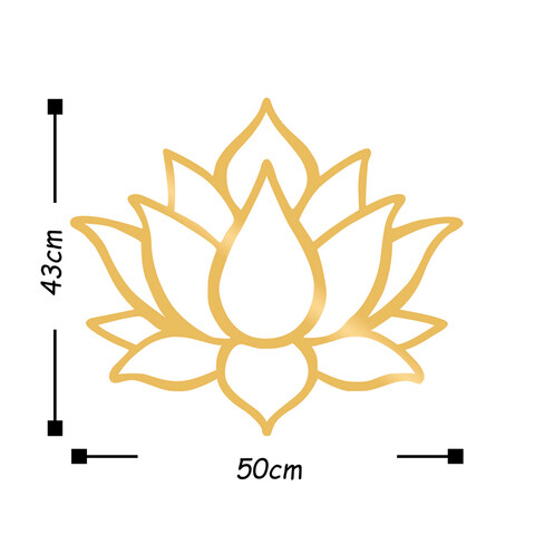 Decoratiune de perete, Lotus Flower 1, Metal, Dimensiune: 50 x 43 cm, Auriu