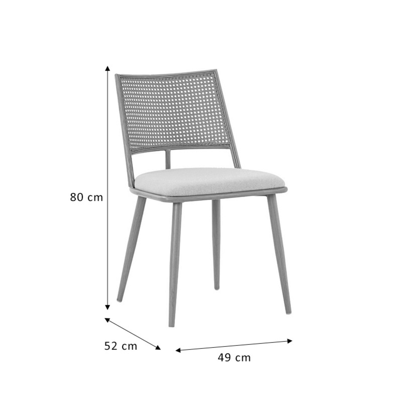 Scaun Giulia, Pakoworld, 49x52x80 cm, piele ecologica/ratan sintetic, natural/gri inchis