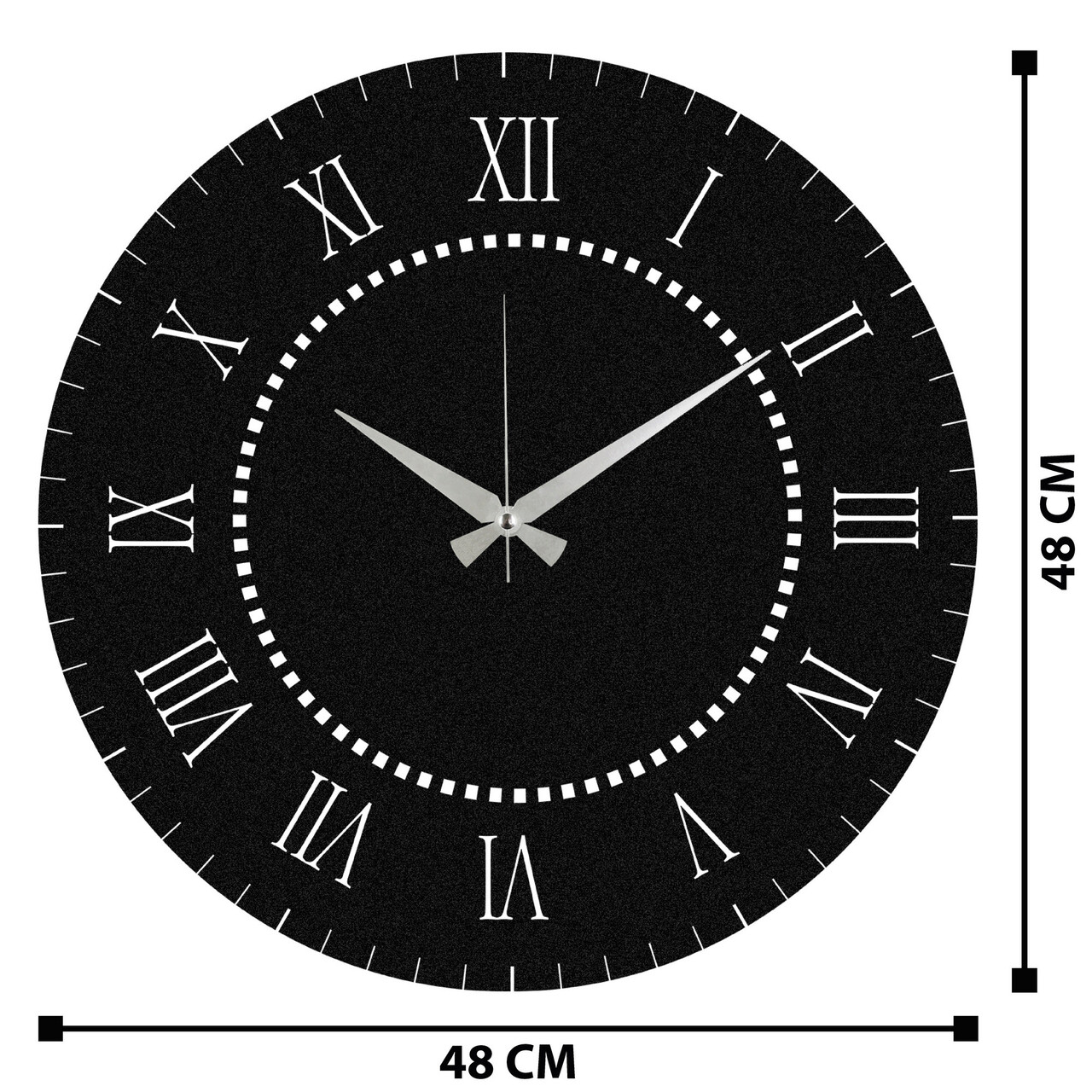 Ceas de perete, Seven Love, metal, 48 x 48 cm, negru