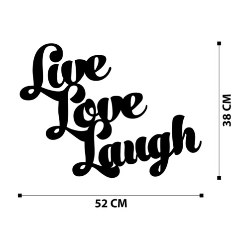 Decoratiune de perete, Lıve Love Laugh Metal Decor, Metal, Dimensiune: 72 x 23 cm, Negru