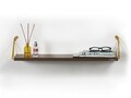 Raft de perete Rafevi Altai, 60 x 18 x 12.5 cm, PAL/metal, walnut/galben