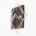 Decoratiune de perete, Mountain, 50% lemn/50% metal, Dimensiune: 54 x 54 cm, Nuc / Argint