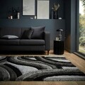 Covor Velvet Carved Grey/Black, Flair Rugs, 160x230 cm, poliester reciclat, gri/negru