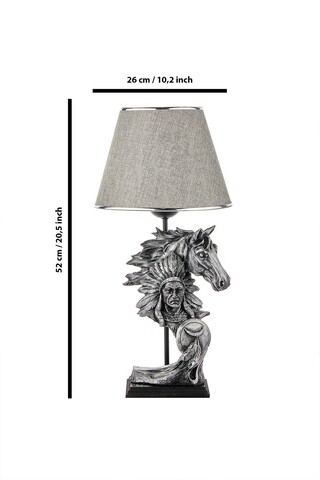 Lampa de masa, FullHouse, 390FLH1915, Baza din lemn, Gri argintiu