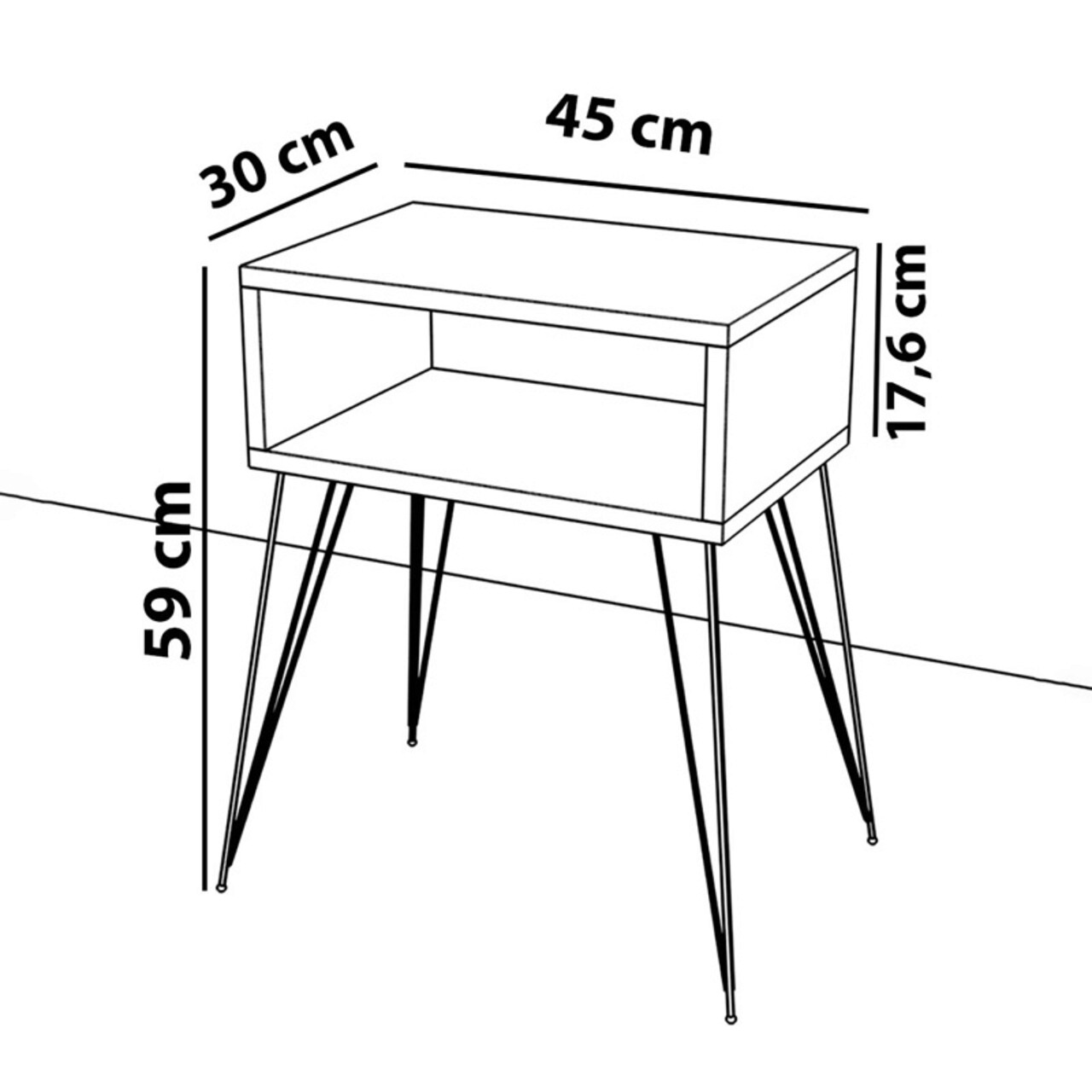 Noptiera Naida, Pakoworld, 45x30x59 cm, PAL/metal, alb