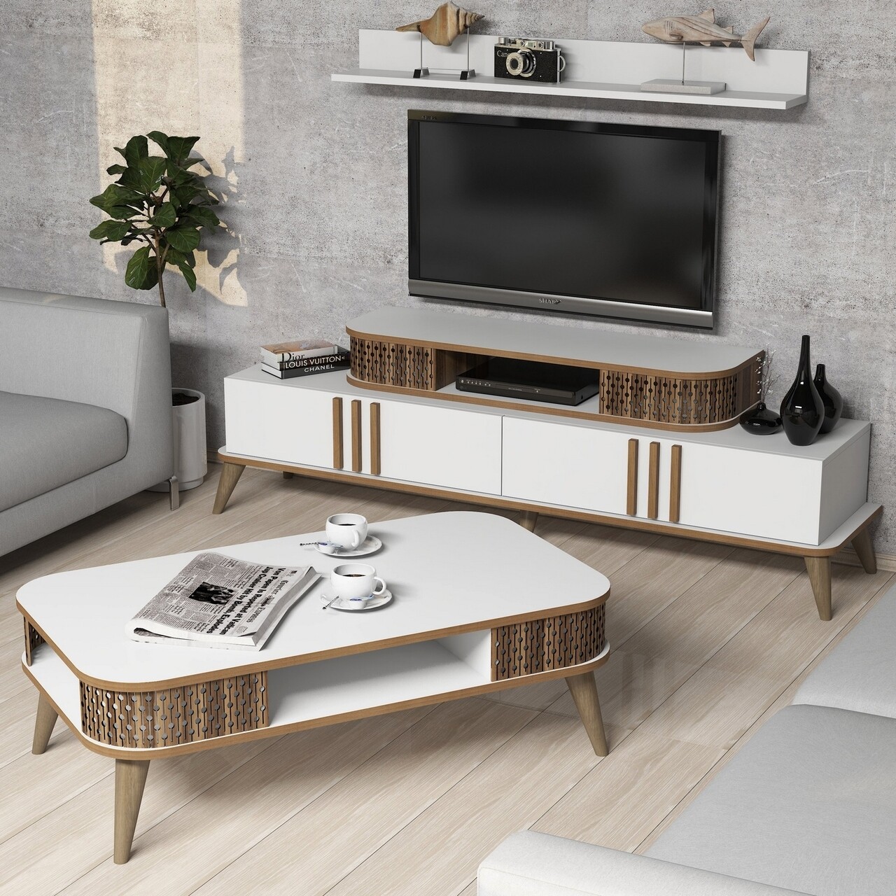 Mobilier living, Hommy Craft, Eylul, pal melaminat, alb - 1 | YEO