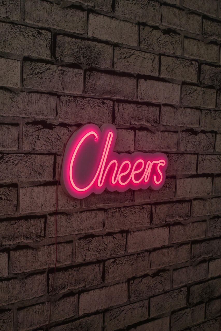 Decoratiune luminoasa LED, Cheers, Benzi flexibile de neon, DC 12 V, Roz