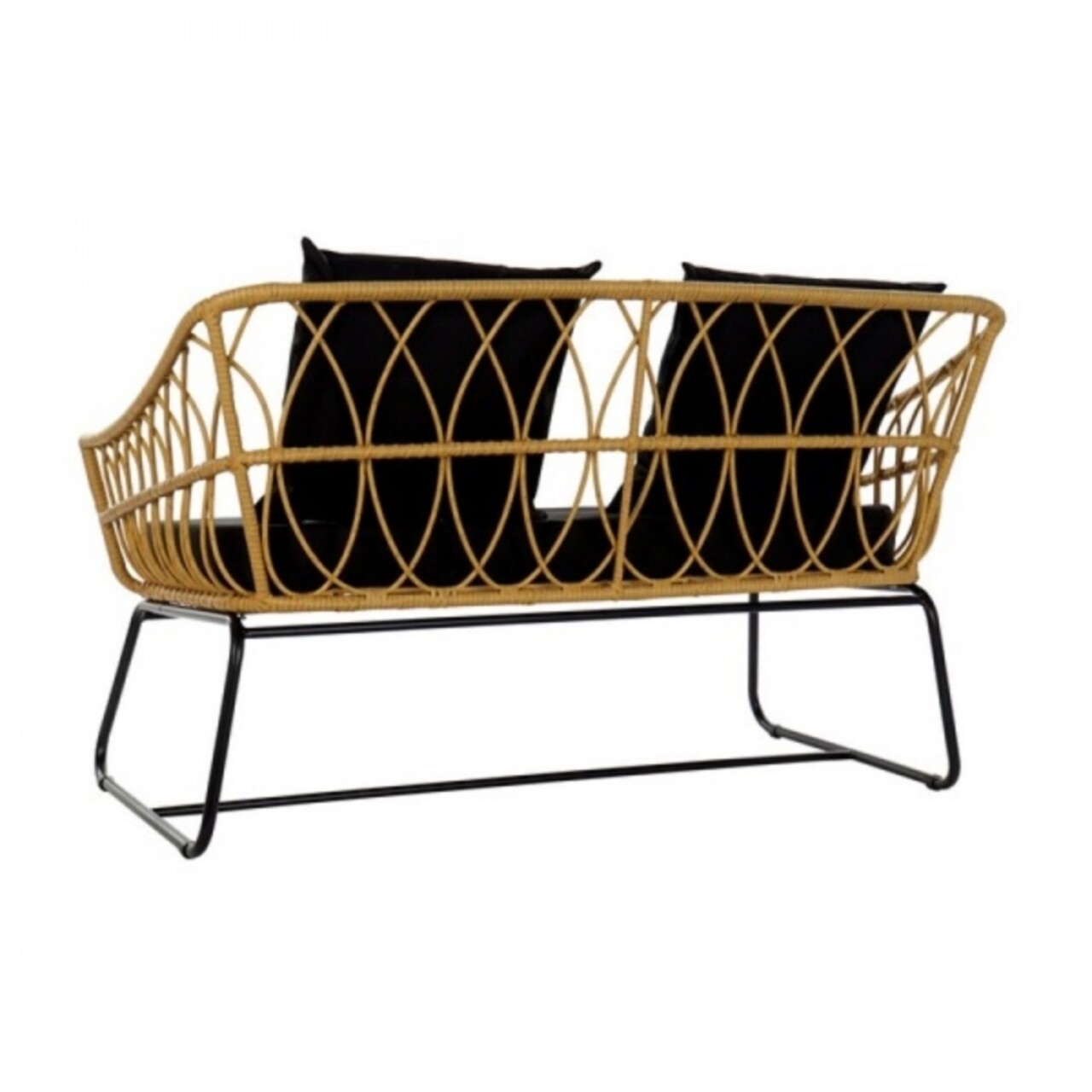 Canapea Pentru Gradina/terasa, DKD Home Decor, 132 X 58 X 80 Cm, Metal/ratan, Negru/bej