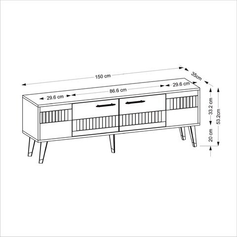 Comoda TV, Olivia, Moda, 150 x 53.2 x 35 cm, pal melaminat, nuc/auriu