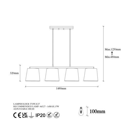 Lustra, Fulgor, 942FLG1147, Metal, Auriu