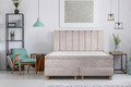 Pat matrimonial, Stockholm, Lines E, 140x200 cm, saltea tip Pocket, topper memory, Taupe