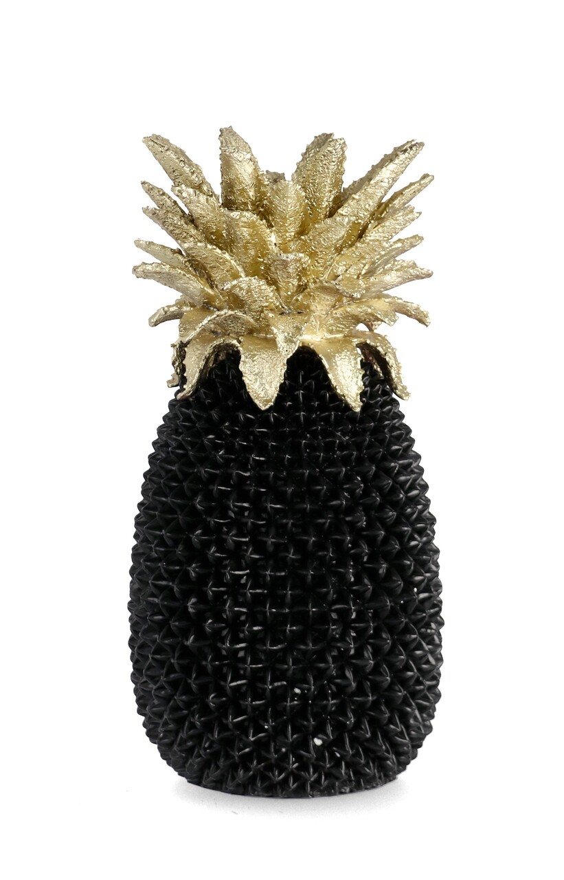 Decoratiune Surabaya Ananas, Bizzotto, 24.5 x 24 x 49.5 cm, polirasina, negru