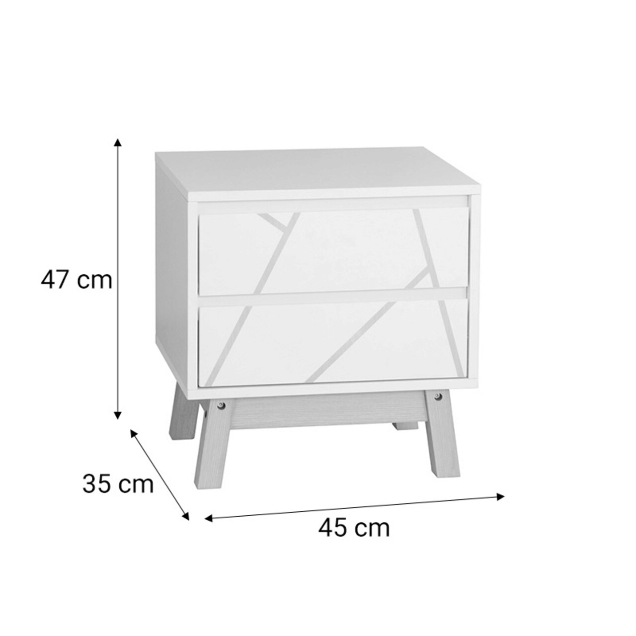 Noptiera Aria, Pakoworld, 45x35x47 cm, PAL melaminat, alb/natural