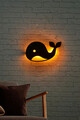 Decoratiune luminoasa LED, Baby Whale, MDF, 60 LED-uri, Galben