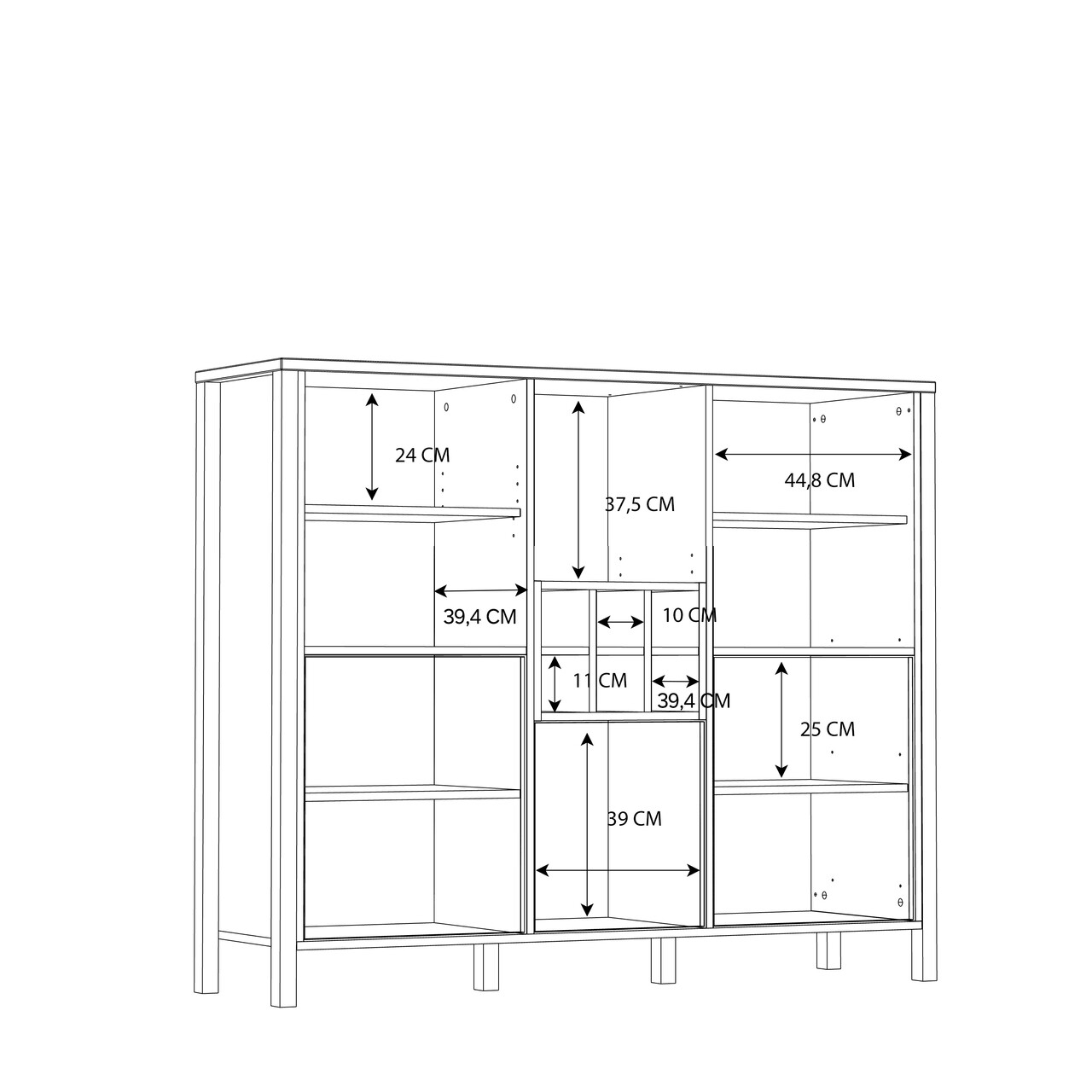 Dulap Heusden, Bedora, 139.4x40.2x117.1 cm, PAL/metal, negru/stejar