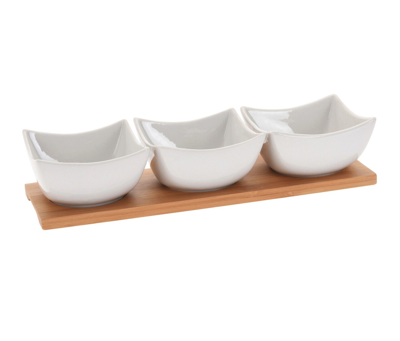 Set pentru aperitive 4 piese Eti, Excellent Houseware, 30x10x6 cm, 185 ml, portelan/bambus