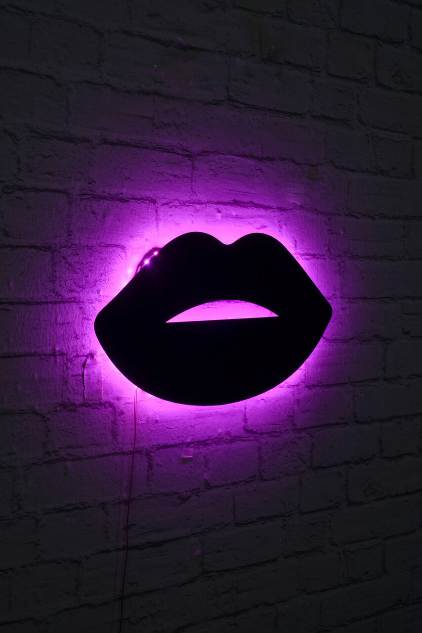 Decoratiune luminoasa LED, Lips 2, MDF, 60 LED-uri, Roz - 1 | YEO