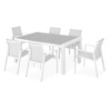 Set mobilier gradina/terasa Encore/Baria, 7 piese, 160/210x95x74 cm/56.5x62x86 cm, aluminiu, alb/gri