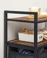 Cos de rufe cu 2 compartimente si 2 rafturi, Vasagle, 73 x 33 x 92 cm, 2 x 46 L, otel/tesatura Oxford, negru