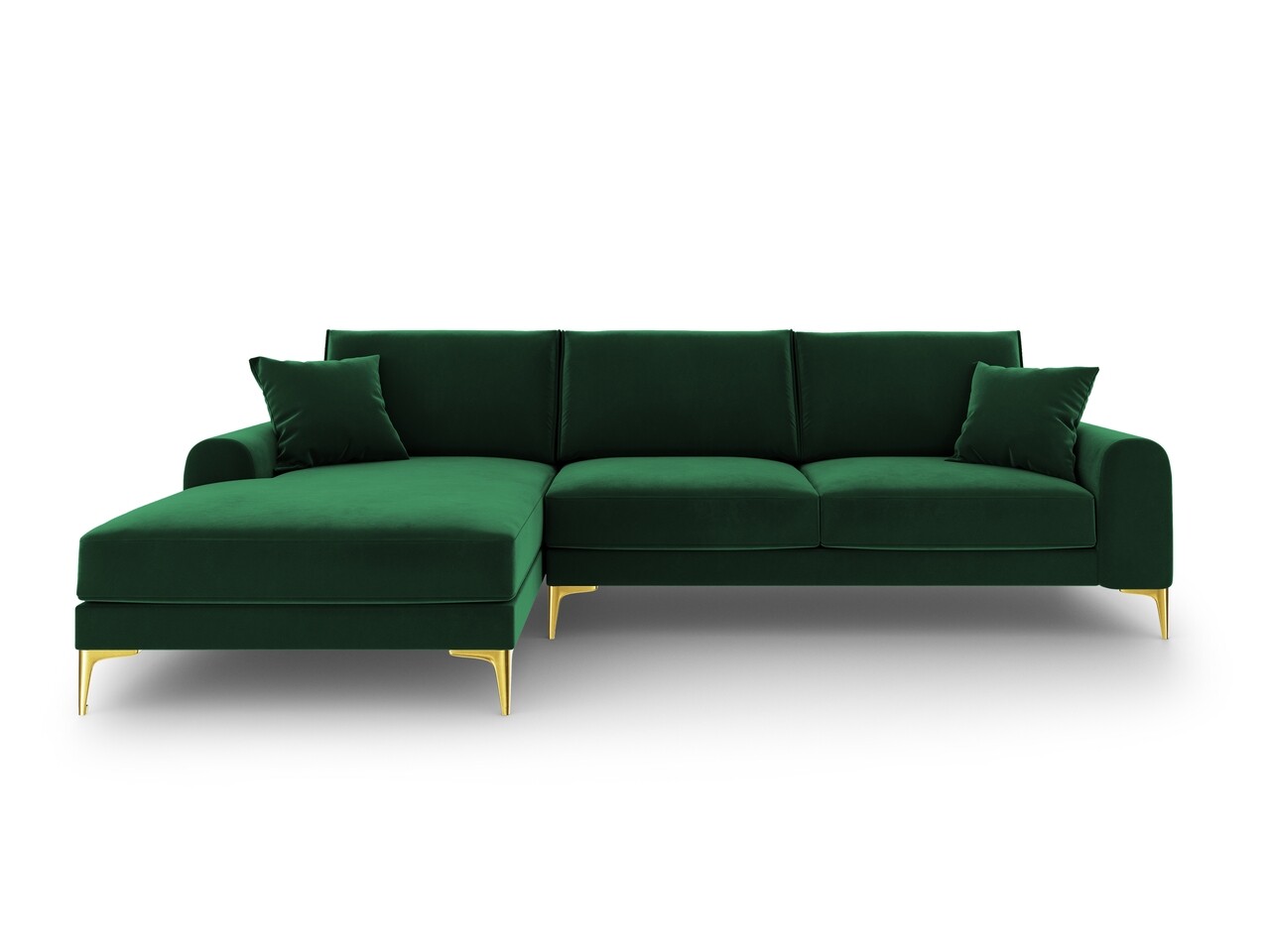 Coltar stanga, Madara, Mazzini Sofas, 5 locuri, gold legs, 254x182x90 cm, catifea, verde bottle - 1 | YEO