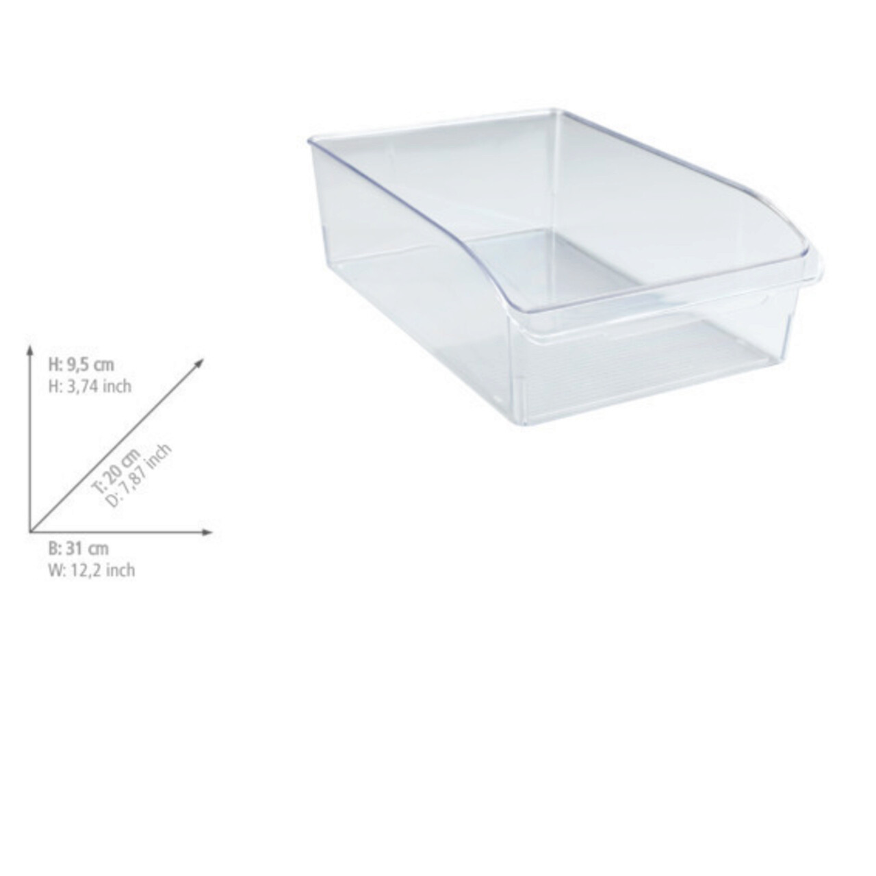 Organizator frigider, Wenko, Fridge Organizer L, 31 x 20 x 9.5 cm, plastic, transparent - 1 | YEO